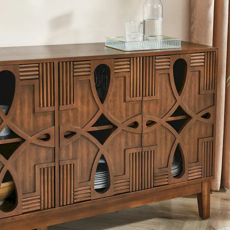 Bahut-buffet de style moderne du milieu du siècle avec rangement, armoire de rangement avec 4 portes et étagères réglables