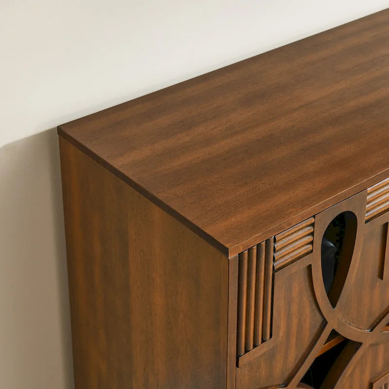 Bahut-buffet de style moderne du milieu du siècle avec rangement, armoire de rangement avec 4 portes et étagères réglables