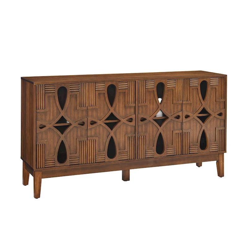Bahut-buffet de style moderne du milieu du siècle avec rangement, armoire de rangement avec 4 portes et étagères réglables