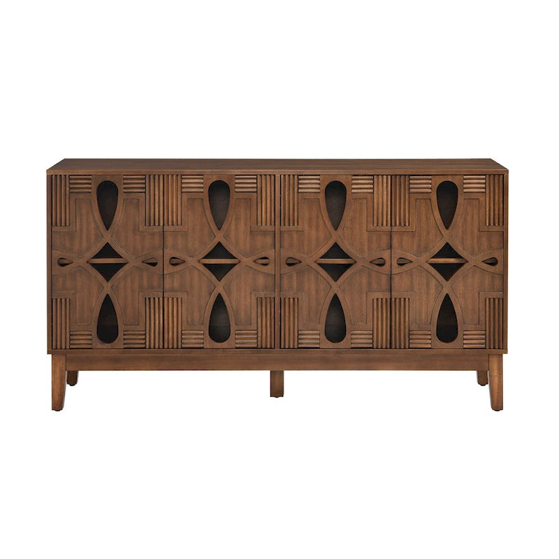 Bahut-buffet de style moderne du milieu du siècle avec rangement, armoire de rangement avec 4 portes et étagères réglables