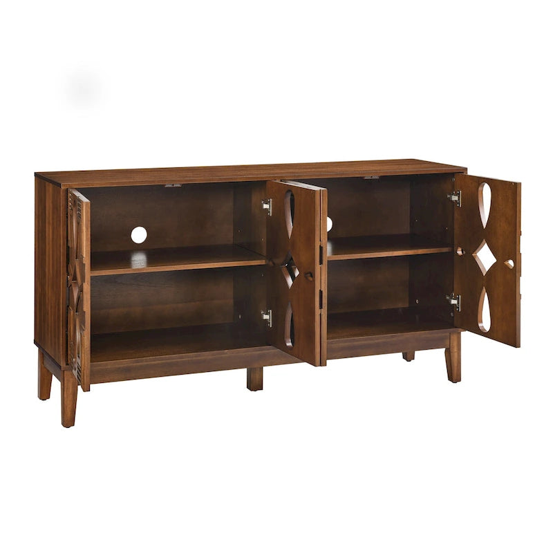 Bahut-buffet de style moderne du milieu du siècle avec rangement, armoire de rangement avec 4 portes et étagères réglables