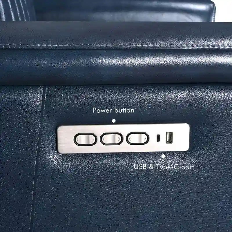Canapé inclinable électrique zéro gravité en cuir de 83,5 po avec appuie-tête et support lombaire électriques, ports USB et USB-C