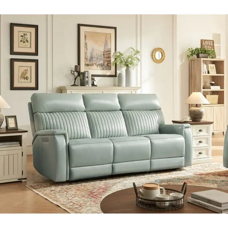 Canapé inclinable électrique zéro gravité en cuir de 83,5 po avec appuie-tête et support lombaire électriques, ports USB et USB-C
