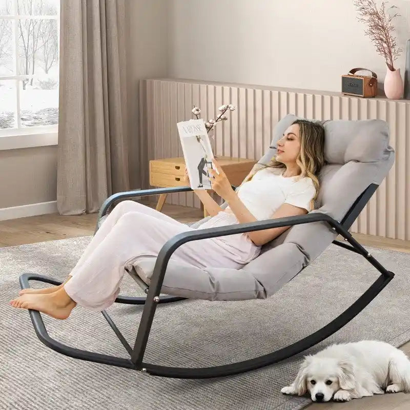 Fauteuil à bascule d'intérieur extra large Royal, 204 kg, transat d'extérieur surdimensionné avec coussins confortables résistants à l'eau