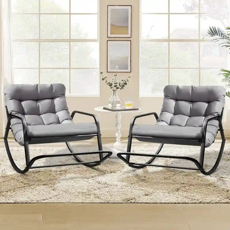 Fauteuil à bascule d'intérieur extra large Royal, 204 kg, transat d'extérieur surdimensionné avec coussins confortables résistants à l'eau