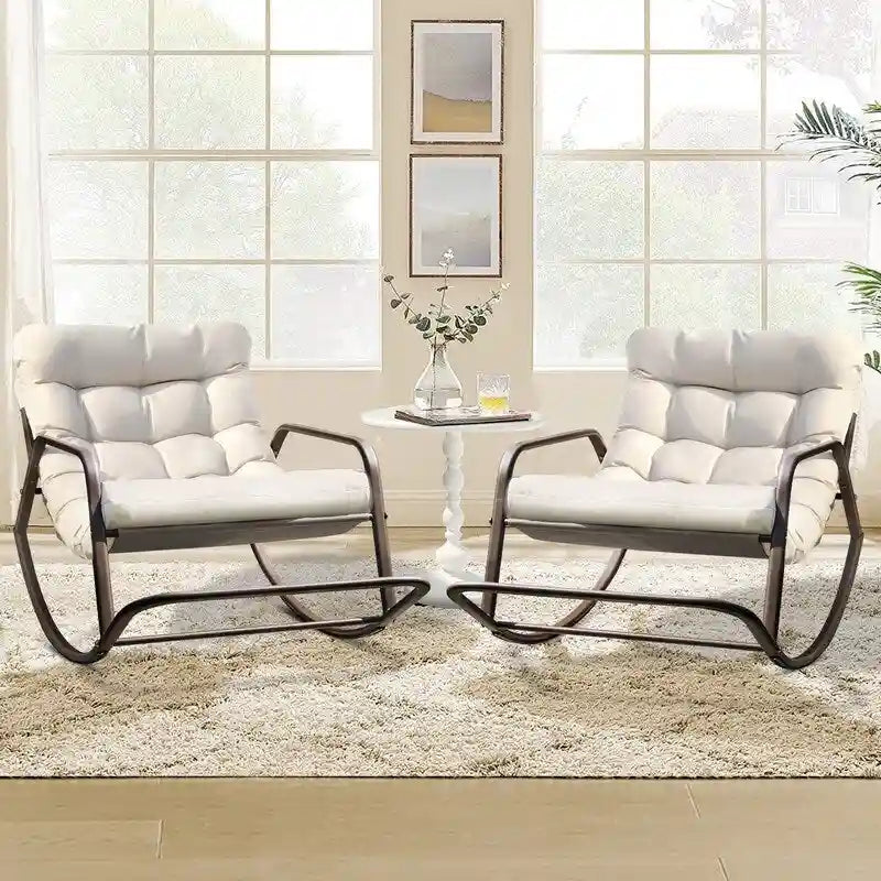 Fauteuil à bascule d'intérieur extra large Royal, 204 kg, transat d'extérieur surdimensionné avec coussins confortables résistants à l'eau