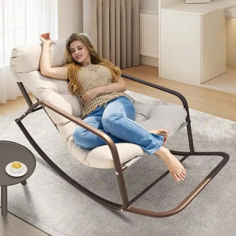 Fauteuil à bascule d'intérieur extra large Royal, 204 kg, transat d'extérieur surdimensionné avec coussins confortables résistants à l'eau