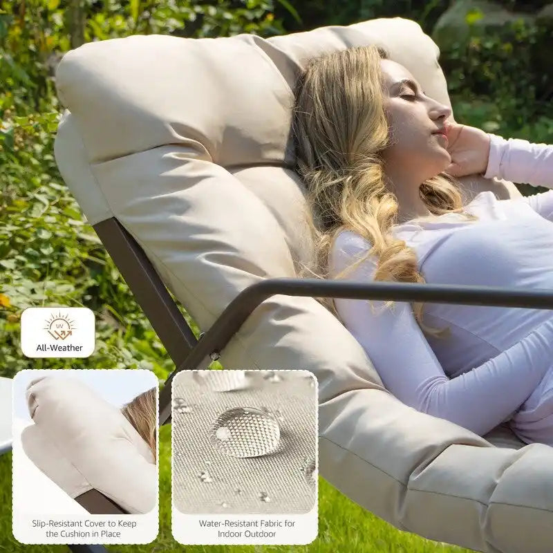 Fauteuil à bascule d'intérieur extra large Royal, 204 kg, transat d'extérieur surdimensionné avec coussins confortables résistants à l'eau