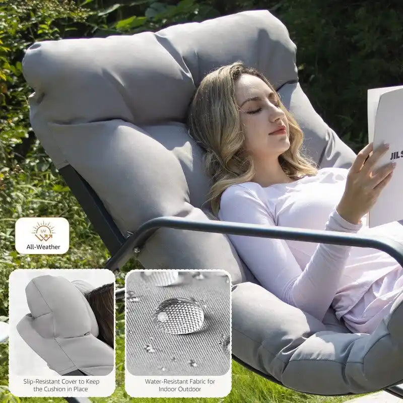 Fauteuil à bascule d'intérieur extra large Royal, 204 kg, transat d'extérieur surdimensionné avec coussins confortables résistants à l'eau