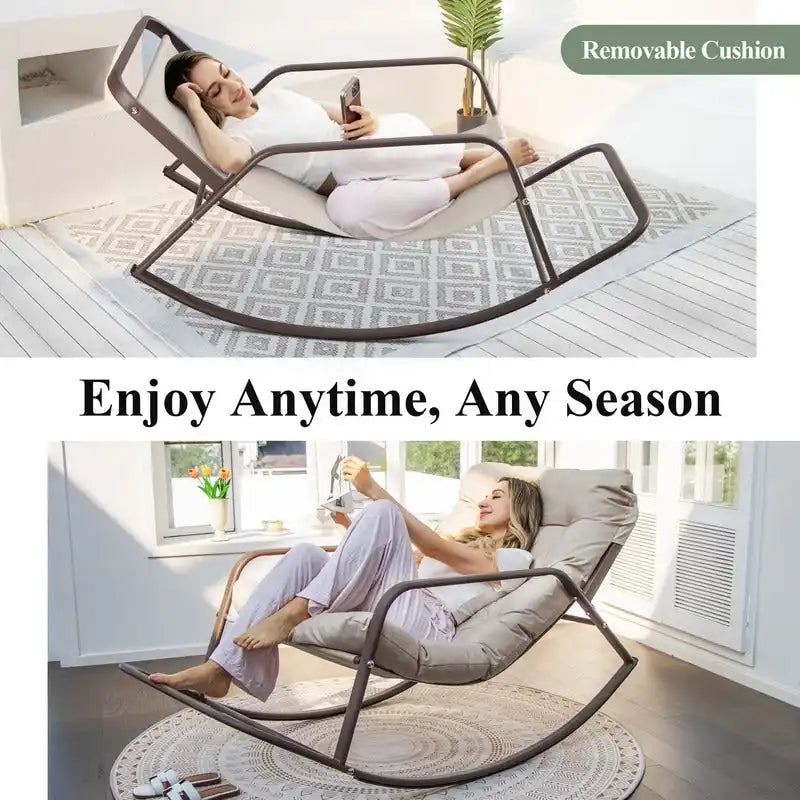 Fauteuil à bascule d'intérieur extra large Royal, 204 kg, transat d'extérieur surdimensionné avec coussins confortables résistants à l'eau