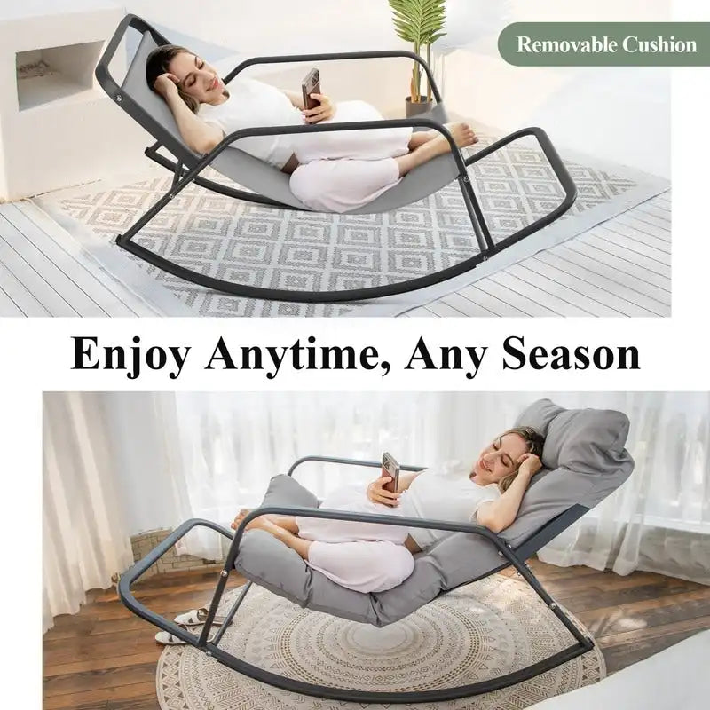 Fauteuil à bascule d'intérieur extra large Royal, 204 kg, transat d'extérieur surdimensionné avec coussins confortables résistants à l'eau
