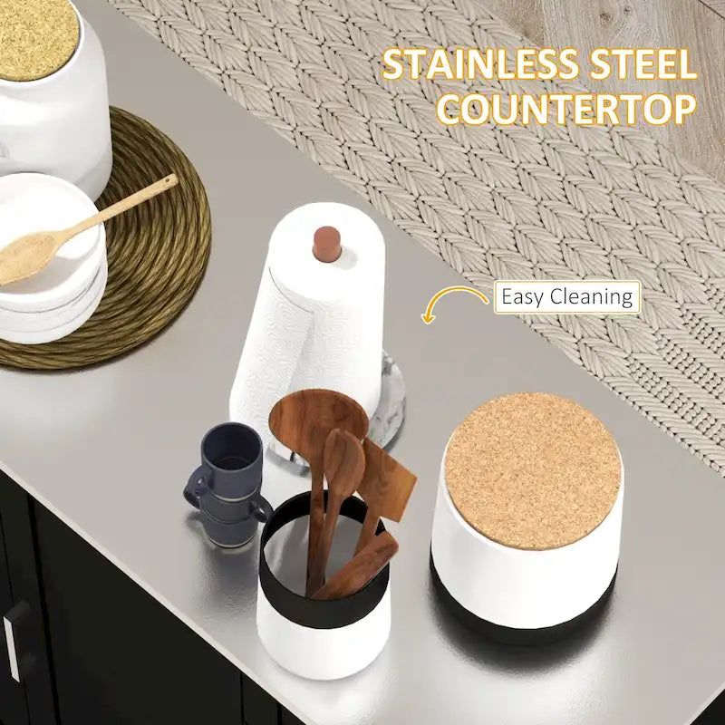 Îlot de cuisine avec rangement (tabourets non inclus)