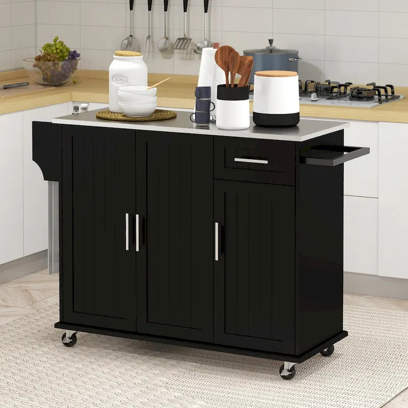 Îlot de cuisine avec rangement (tabourets non inclus)