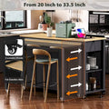 Îlot de cuisine de 47 pouces avec table à manger extensible (tabouret non inclus)