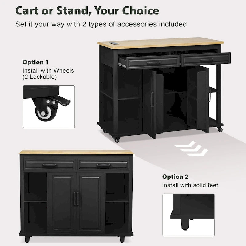 Îlot de cuisine de 47 pouces avec table à manger extensible (tabouret non inclus)
