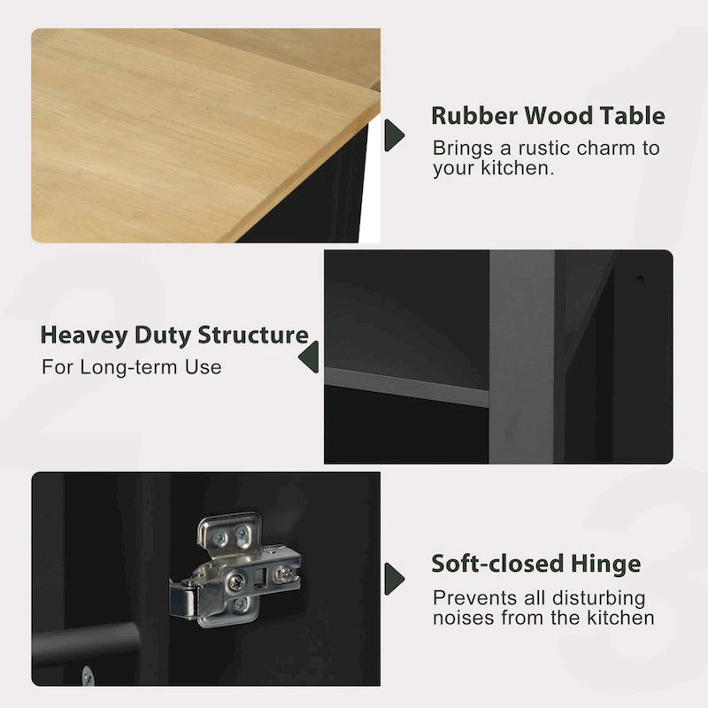 Îlot de cuisine de 47 pouces avec table à manger extensible (tabouret non inclus)