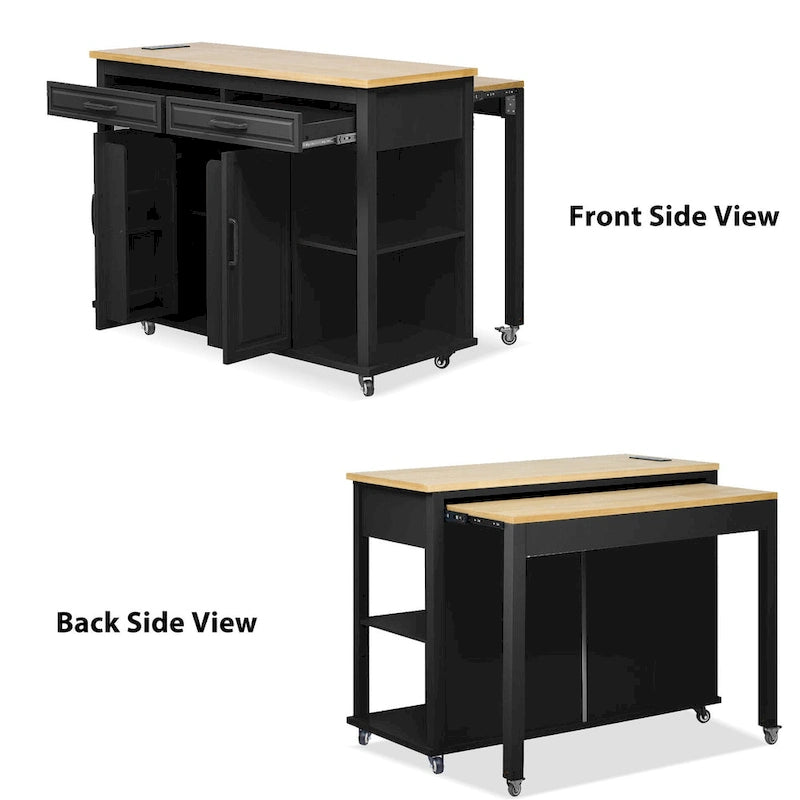 Îlot de cuisine de 47 pouces avec table à manger extensible (tabouret non inclus)