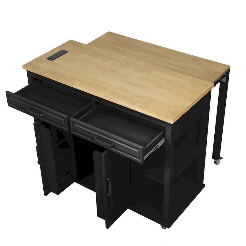 Îlot de cuisine de 47 pouces avec table à manger extensible (tabouret non inclus)