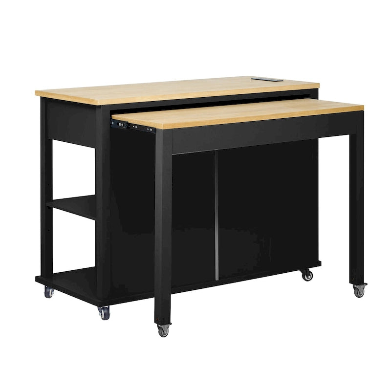 Îlot de cuisine de 47 pouces avec table à manger extensible (tabouret non inclus)