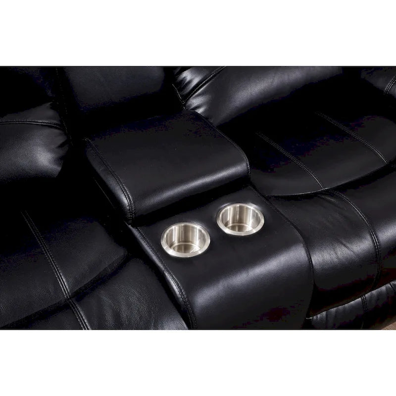 Causeuse relaxante électrique 2 places en cuir reconstitué avec console 8018
