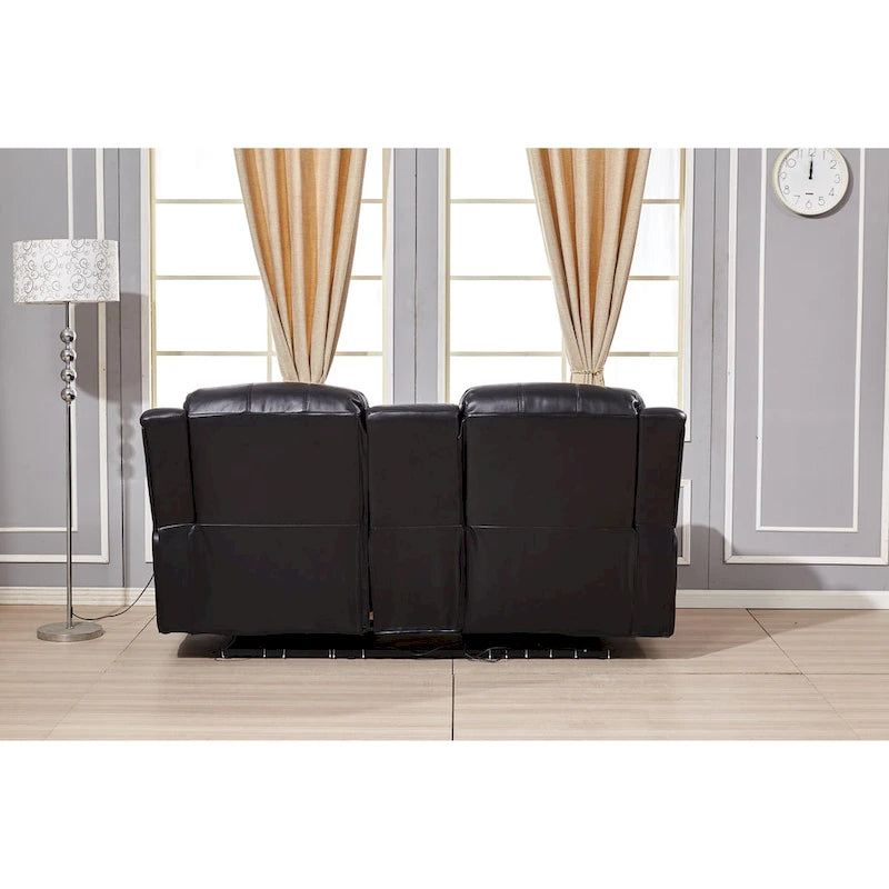 Causeuse relaxante électrique 2 places en cuir reconstitué avec console 8018