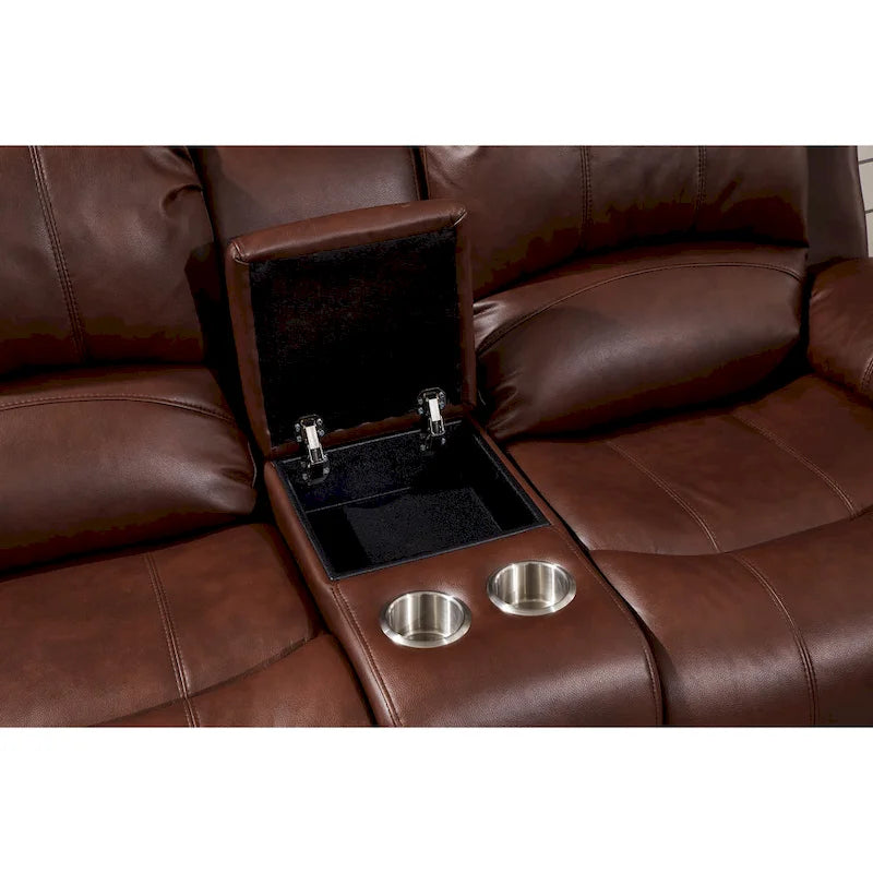 Causeuse relaxante électrique 2 places en cuir reconstitué avec console 8018