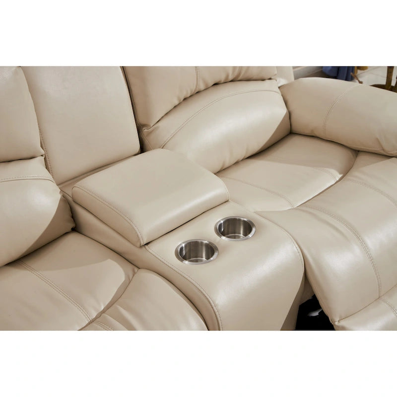 Causeuse relaxante électrique 2 places en cuir reconstitué avec console 8018