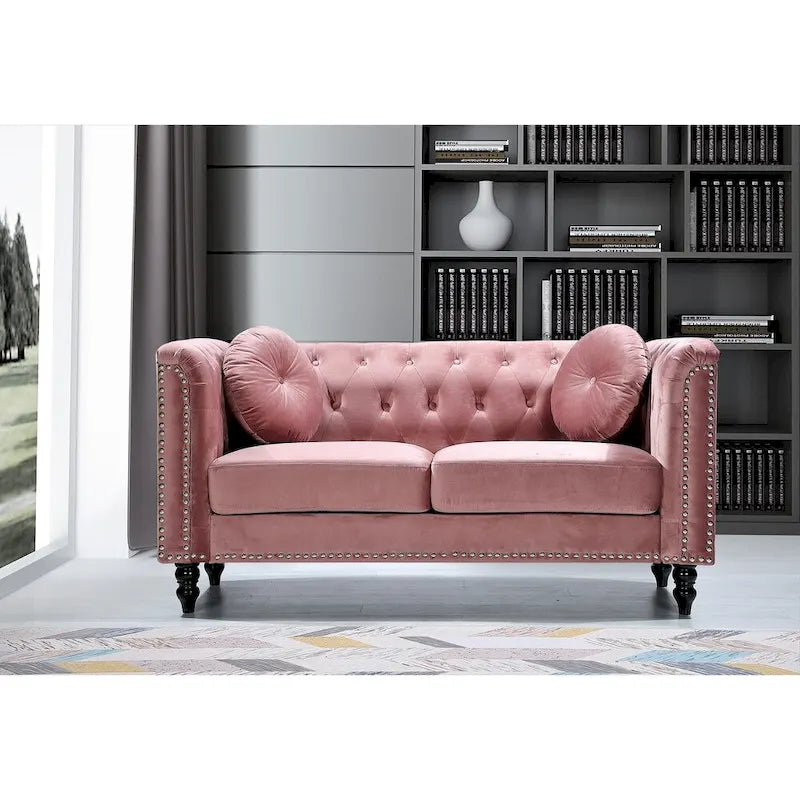 Causeuse cloutée en velours classique