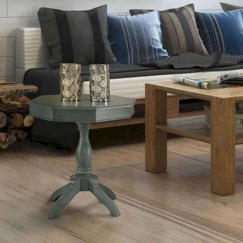 Table d'appoint octogonale en bois massif de 24 pouces par