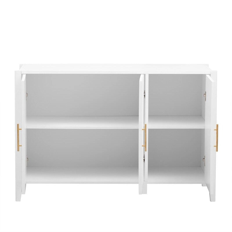 Armoire de rangement à trois portes avec poignées métalliques, idéale pour les couloirs, entrées, salons et chambres à coucher
