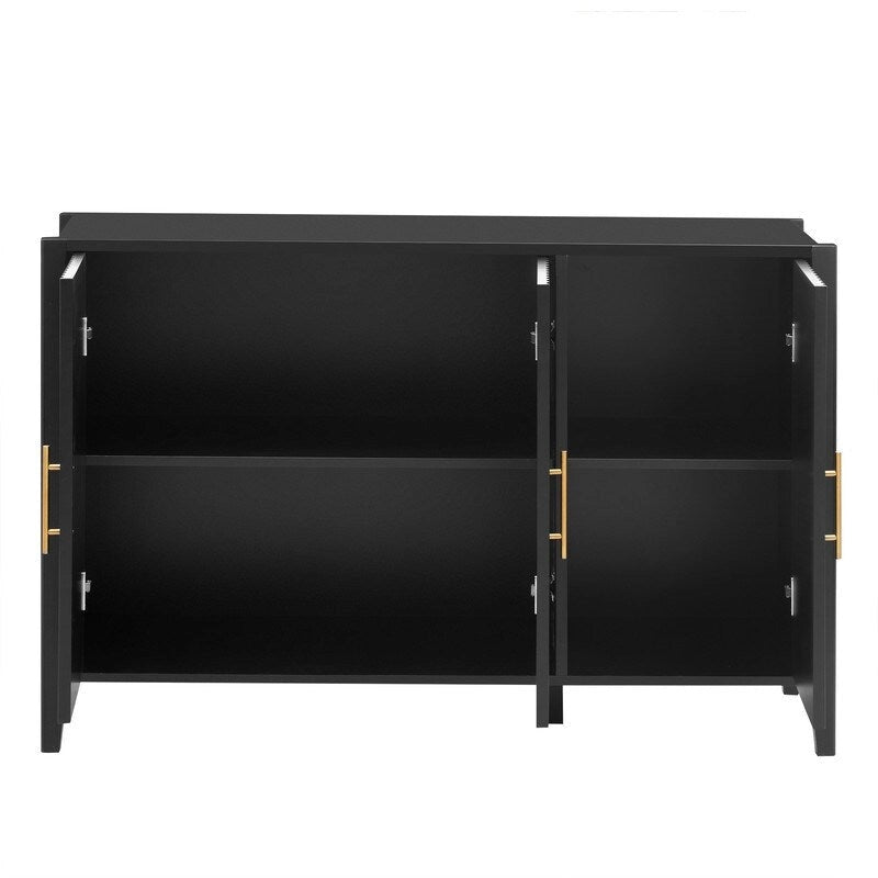 Armoire de rangement à trois portes avec poignées métalliques, idéale pour les couloirs, entrées, salons et chambres à coucher