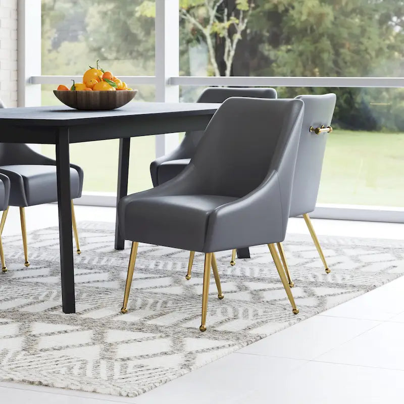 Chaise de salle à manger gris et or