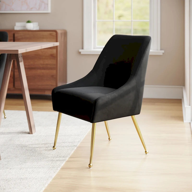 Chaise de salle à manger gris et or