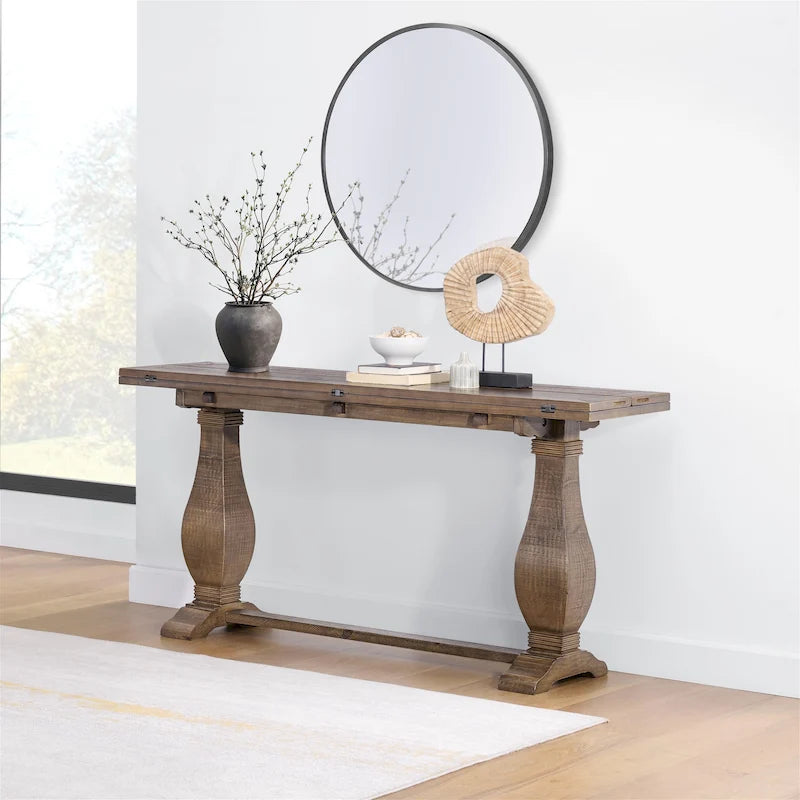 Table console de canapé escamotable sur pied en bois massif de 60 po