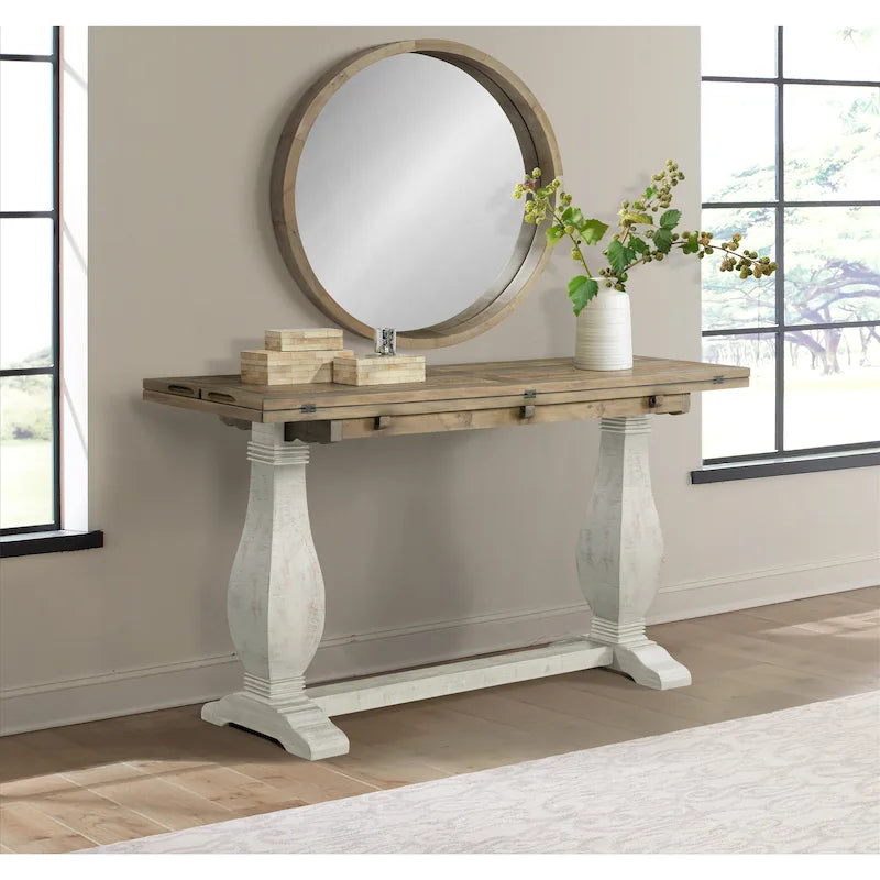 Table console de canapé escamotable sur pied en bois massif de 60 po