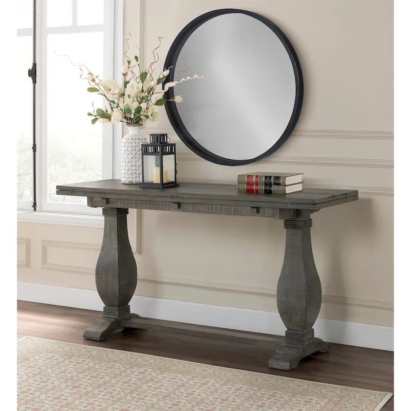 Table console de canapé escamotable sur pied en bois massif de 60 po