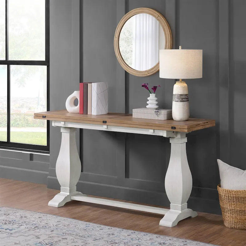 Table console de canapé escamotable sur pied en bois massif de 60 po