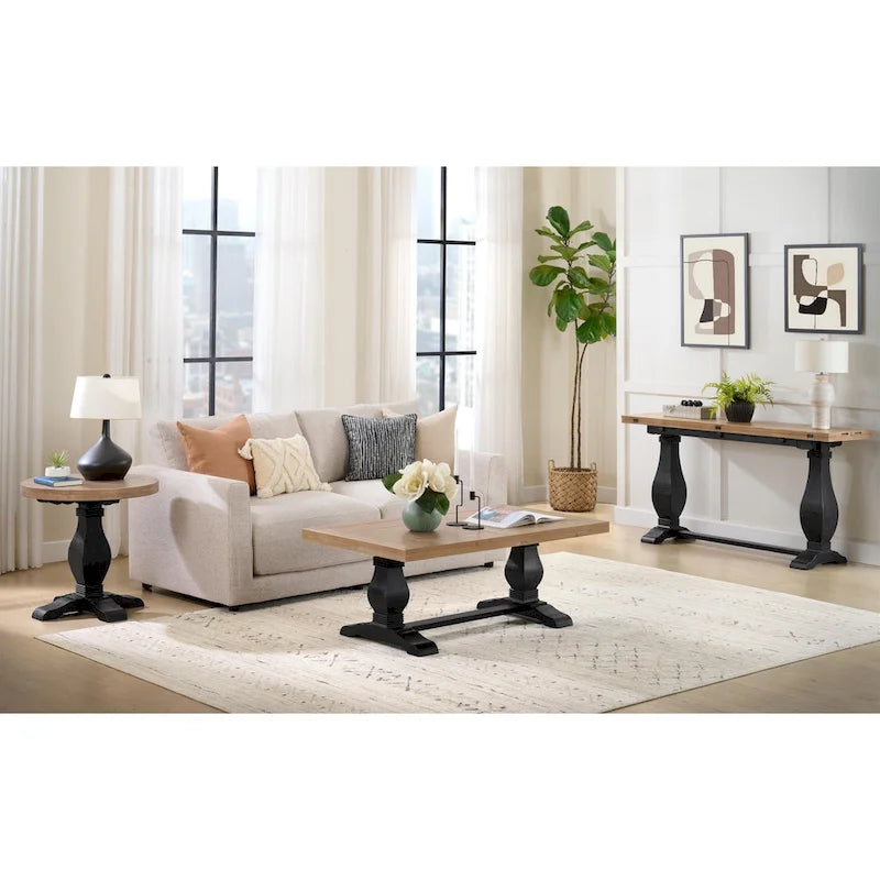 Table console de canapé escamotable sur pied en bois massif de 60 po