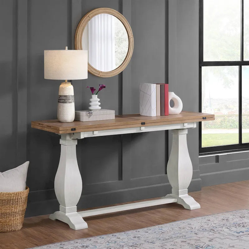 Table console de canapé escamotable sur pied en bois massif de 60 po