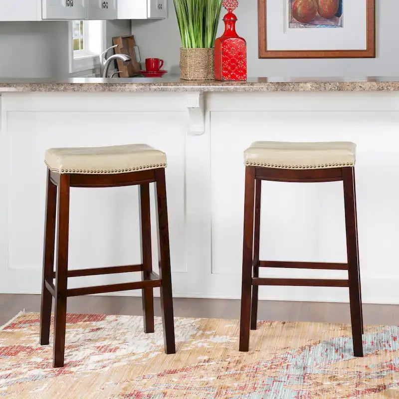 Tabouret de bar 32 po en similicuir beige