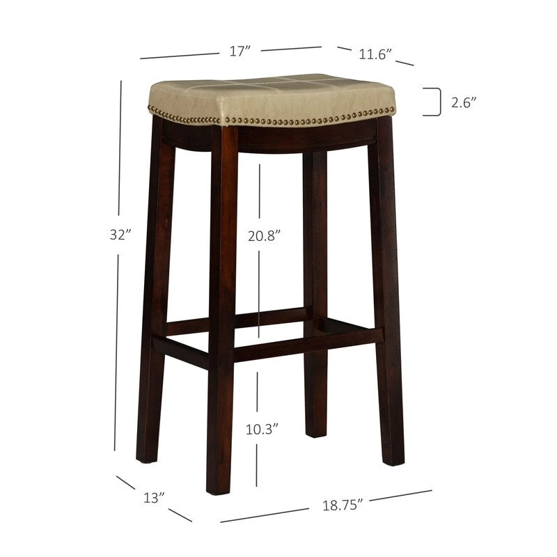 Tabouret de bar 32 po en similicuir beige