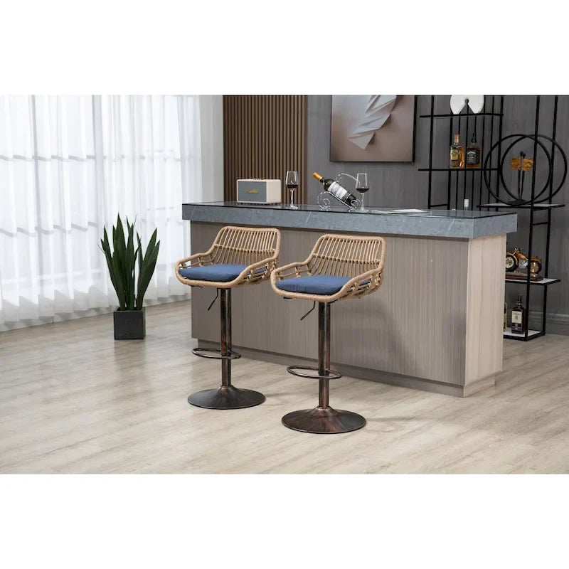 Tabourets de bar pivotants lot de 2, chaises de comptoir réglables avec repose-pieds pour cuisine, salle à manger 2 pièces/lot