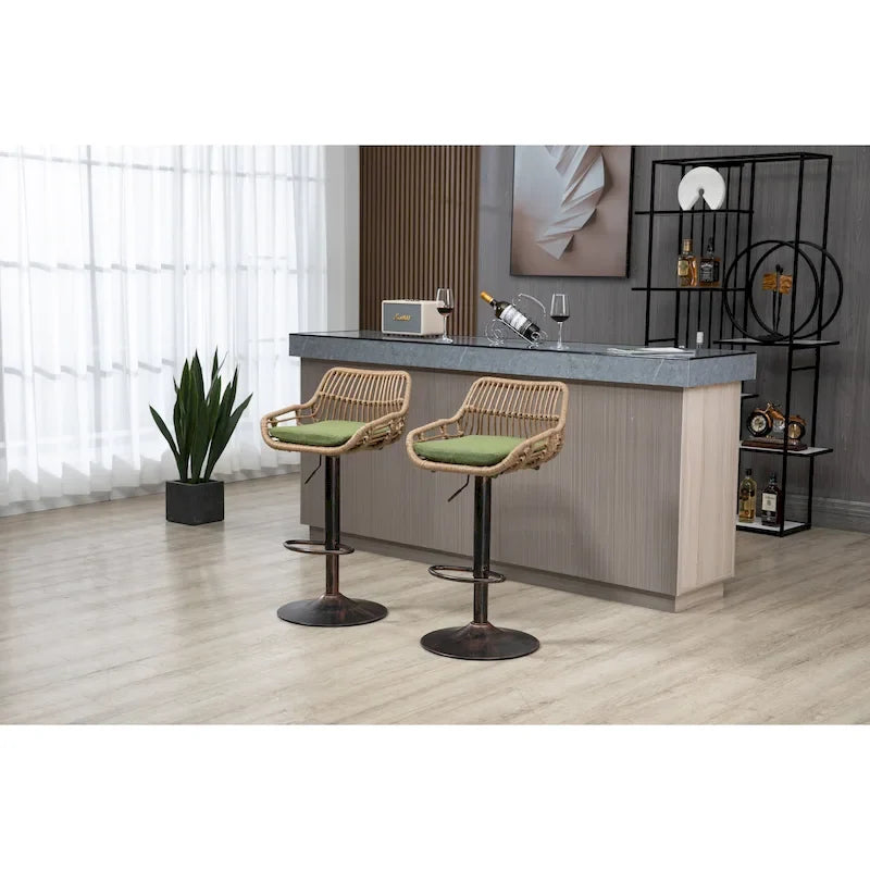 Tabourets de bar pivotants lot de 2, chaises de comptoir réglables avec repose-pieds pour cuisine, salle à manger 2 pièces/lot