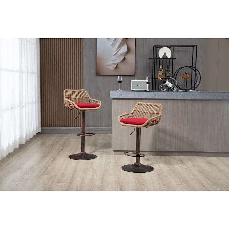 Tabourets de bar pivotants lot de 2, chaises de comptoir réglables avec repose-pieds pour cuisine, salle à manger 2 pièces/lot