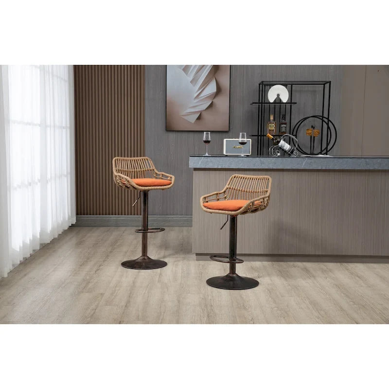 Tabourets de bar pivotants lot de 2, chaises de comptoir réglables avec repose-pieds pour cuisine, salle à manger 2 pièces/lot