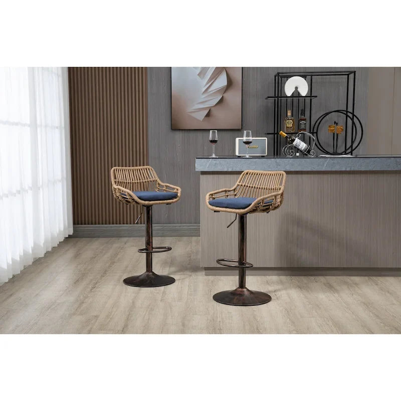 Tabourets de bar pivotants lot de 2, chaises de comptoir réglables avec repose-pieds pour cuisine, salle à manger 2 pièces/lot