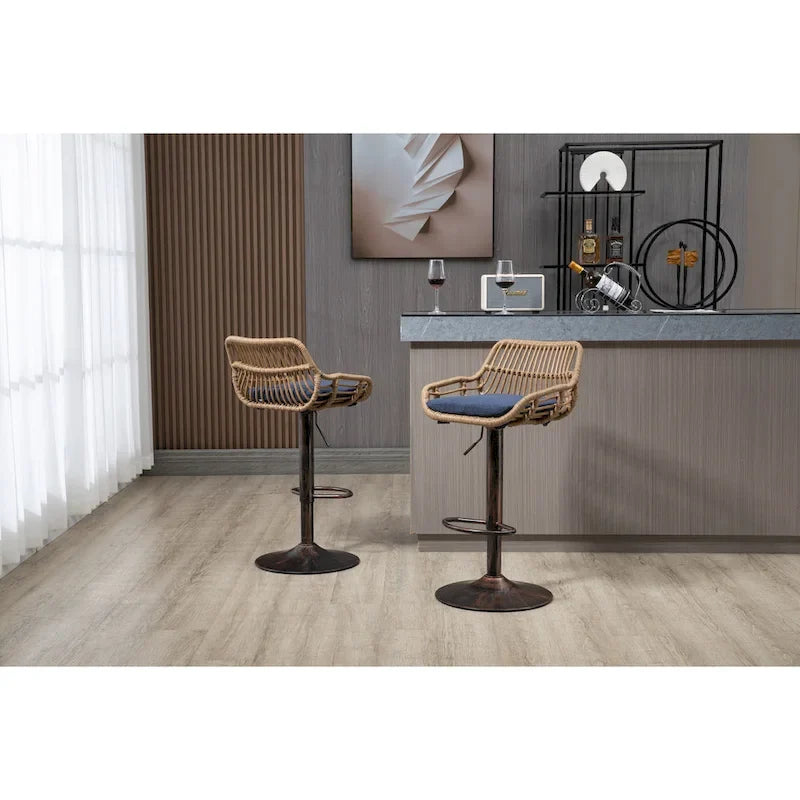 Tabourets de bar pivotants lot de 2, chaises de comptoir réglables avec repose-pieds pour cuisine, salle à manger 2 pièces/lot