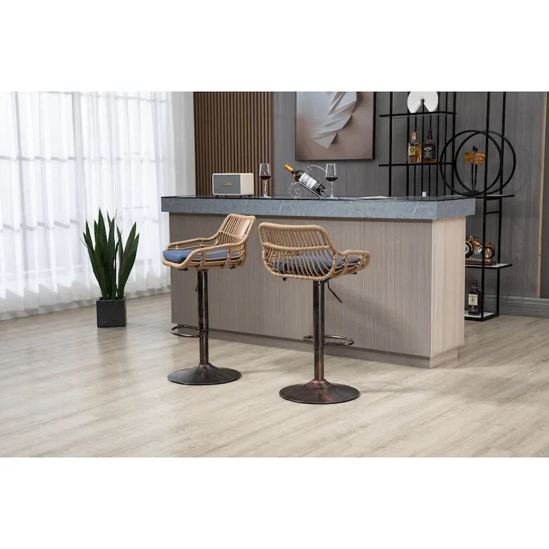 Tabourets de bar pivotants lot de 2, chaises de comptoir réglables avec repose-pieds pour cuisine, salle à manger 2 pièces/lot
