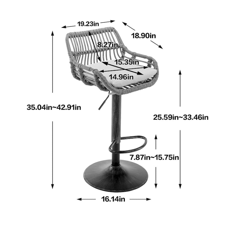 Tabourets de bar pivotants lot de 2, chaises de comptoir réglables avec repose-pieds pour cuisine, salle à manger 2 pièces/lot