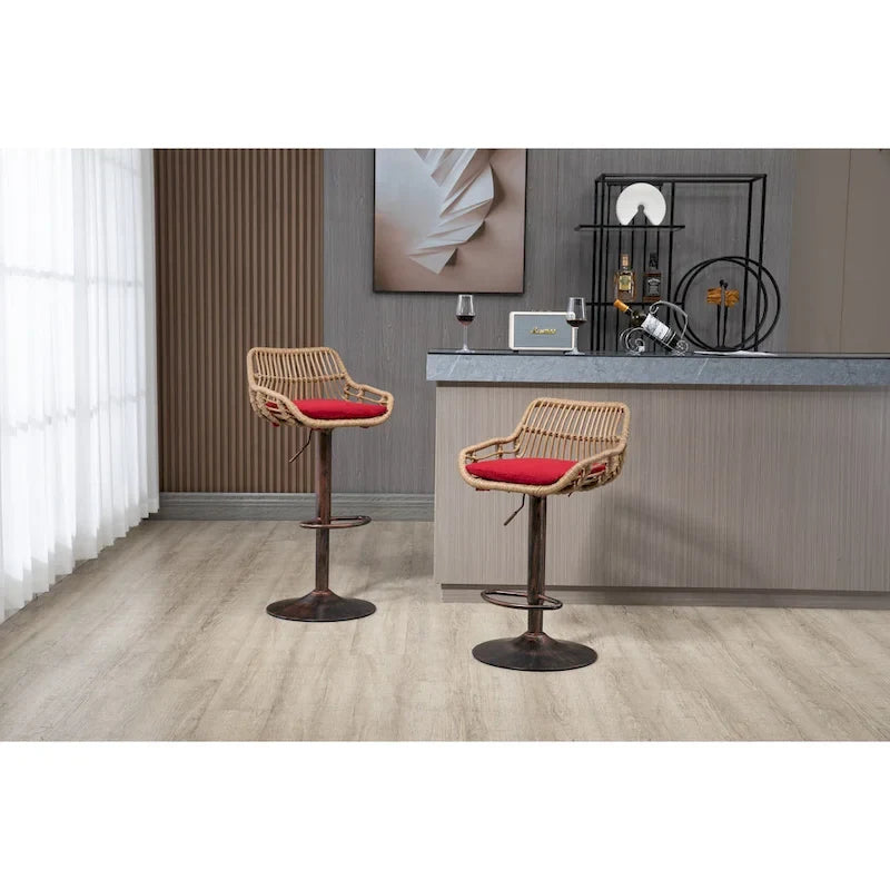 Tabourets de bar pivotants lot de 2, chaises de comptoir réglables avec repose-pieds pour cuisine, salle à manger 2 pièces/lot